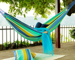 striped blue green canvas hammock