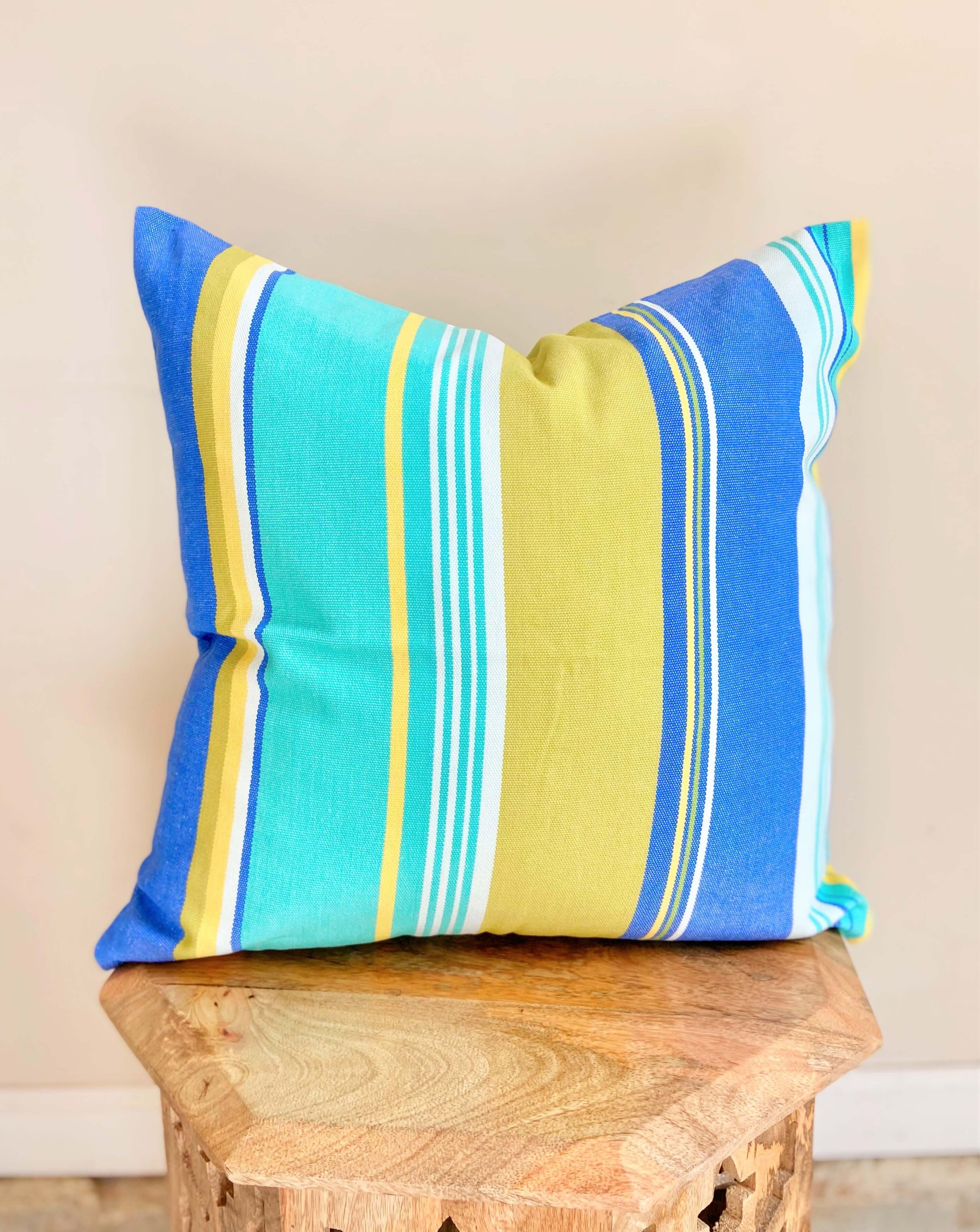 Blue Green Striped Throw Pillow