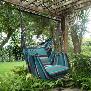 Turquoise Blue Striped Hammock Chair Swing