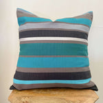 Turquoise Blue Striped Pillow