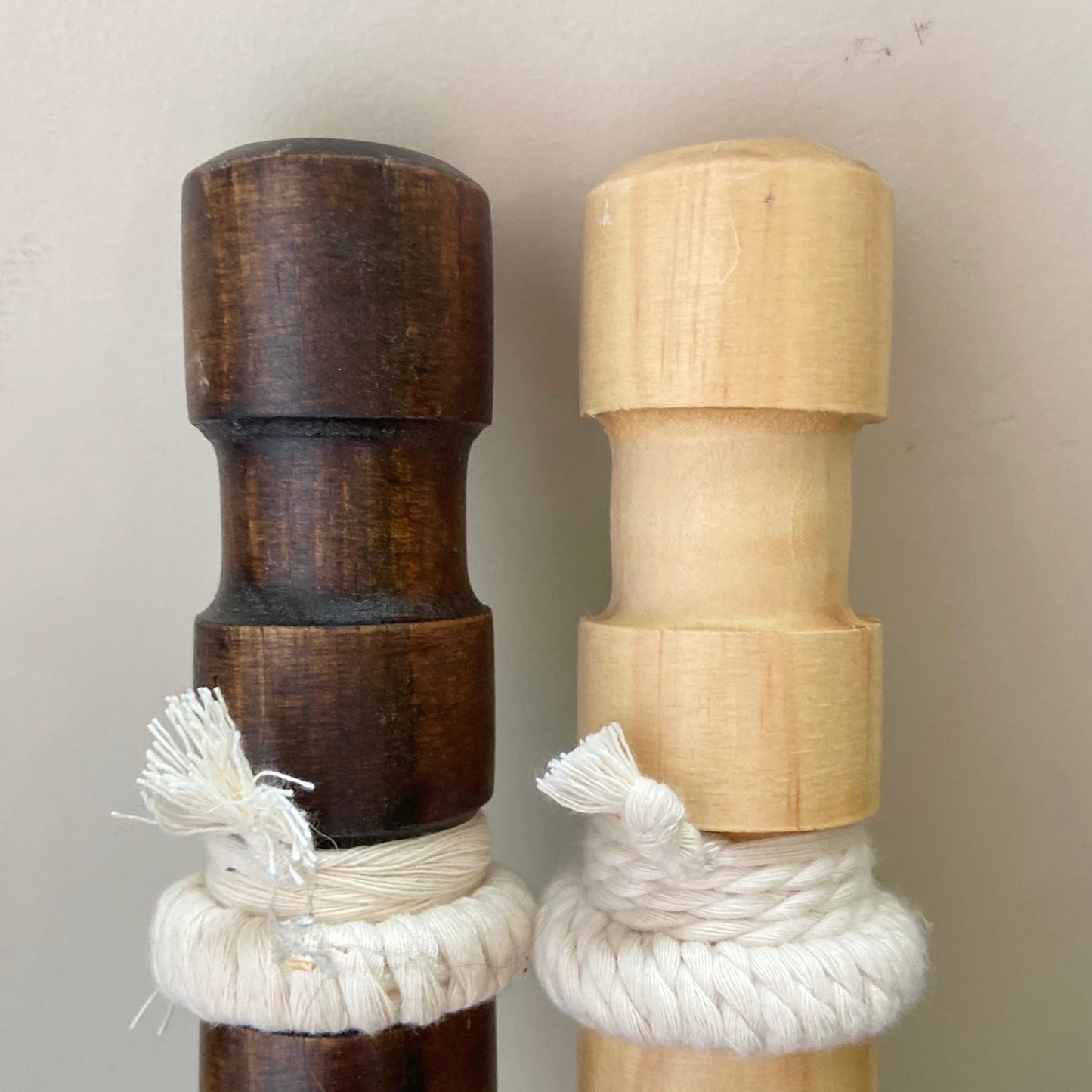 hammock wood spreader bars in dark brown and natural wood